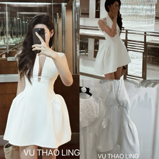 (<52kg)VÁY REN SAU VUTHAOLING MÀU TRẮNG Váy ăn cưới váy váy dự tiệc nữ đầm ren sau nữ