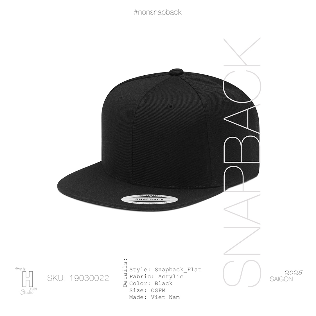Nón Snapback đen trơn hàng chất lượng tiêu chuẩn xuất khẩu free size cho nam đẹp