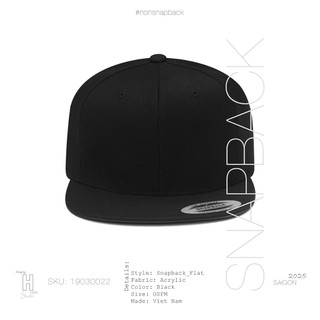 Nón Snapback đen trơn hàng chất lượng tiêu chuẩn xuất khẩu free size cho nam đẹp