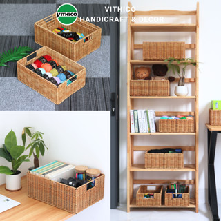 Giỏ, Khay Mây Chữ Nhật VITHICO - Khay Đựng Đồ Đa Năng, Trang Trí Kệ Tủ, Lưu Trữ Sắp Xếp Đồ Dùng