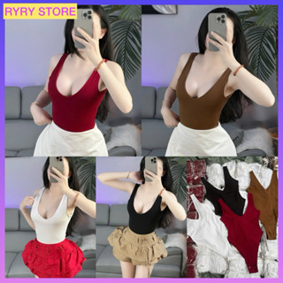 Áo body suit cổ V ba lỗ ôm body thun cotton co giãn RYRY STORE