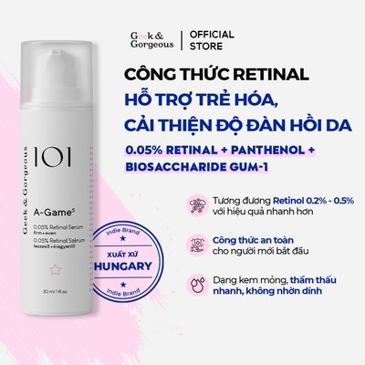 Tinh Chất Hỗ Trợ Trẻ Hóa, Cải Thiện Độ Đàn Hồi Da Geek&Gorgeous A-Game 5 0.05% Retinal Serum 30ml