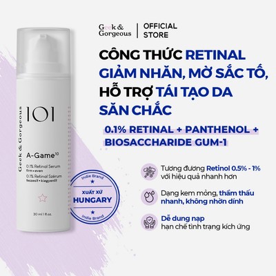 Tinh Chất Chống Lão Hoá, Hỗ Trợ Tái Tạo Da Săn Chắc Geek&Gorgeous A-Game 10 0.1% Retinal 30ml
