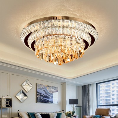 Đèn ốp trần MONSKY KICO pha lê kim cương khung inox trang trí bàn ăn, phòng khách siêu đẹp có khiển