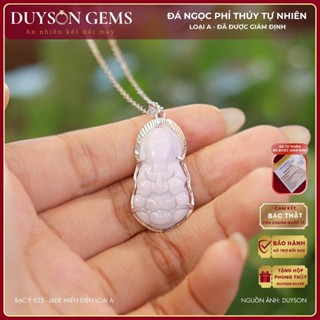  Dây chuyền Phật Quan Âm Bồ Tát ngọc phỉ thúy loại A Myanmar màu trắng phớt xanh lục táo Duyson Gems 