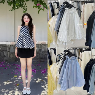 (Hàng L1 có sẵn) Áo cổ yếm NỮ dáng bí trứng phồng freesize EGGIE TOP