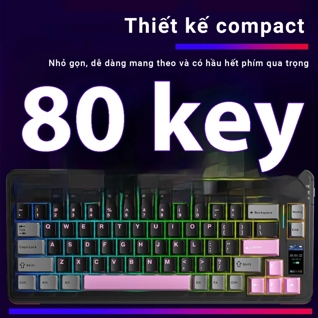 [AULA S75 Pro] Bàn phím cơ AULA S75 Pro - Núm xoay và màn hình 1.14 - 3 Mode kết nối - BH 12T | BigBuy360 - bigbuy360.vn