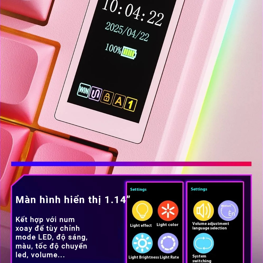 [AULA S75 Pro] Bàn phím cơ AULA S75 Pro - Núm xoay và màn hình 1.14 - 3 Mode kết nối - BH 12T | BigBuy360 - bigbuy360.vn