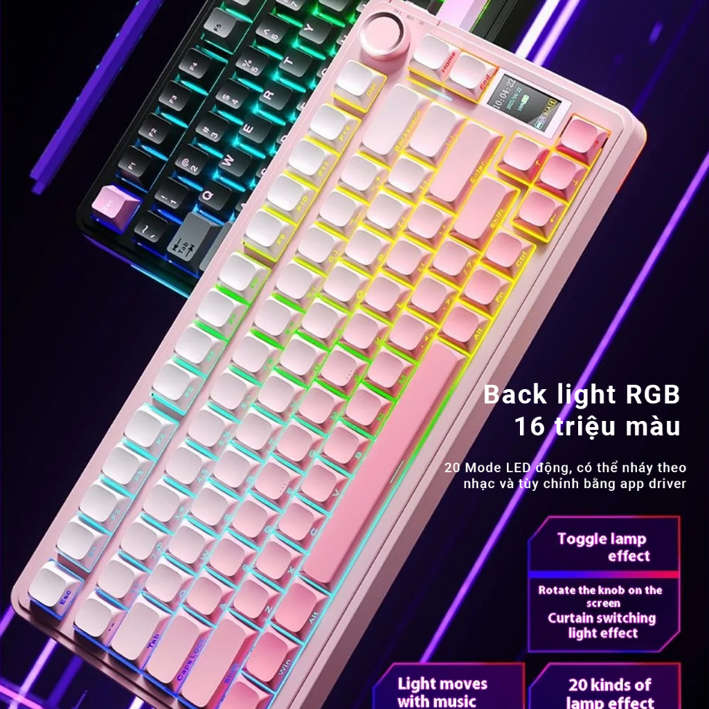 [AULA S75 Pro] Bàn phím cơ AULA S75 Pro - Núm xoay và màn hình 1.14 - 3 Mode kết nối - BH 12T | BigBuy360 - bigbuy360.vn