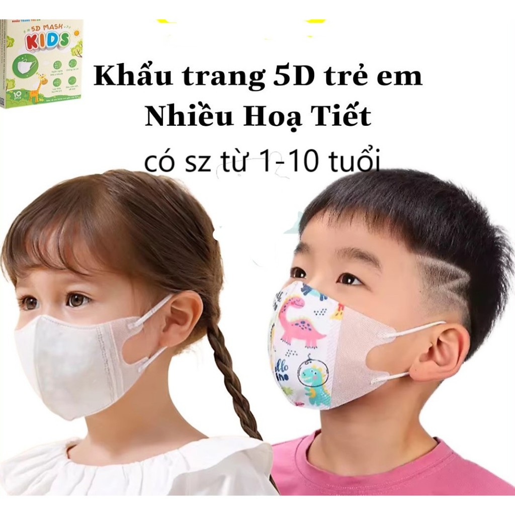[ Thùng 200 chiếc ] Khẩu trang 5d trẻ em khẩu trang 5d cho bé 3 Lớp Lọc Mịn 2.5PM