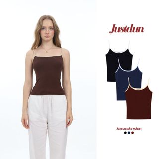 Áo thun hai dây ba lỗ mảnh basic phối viền cotton mịn Justdun BL3