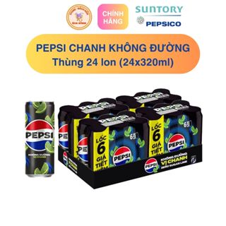 Pepsi Chanh Không Đường | Không Calo | Zero Sugar Lime Vị Chanh - Thùng 24 Lon x 320ML