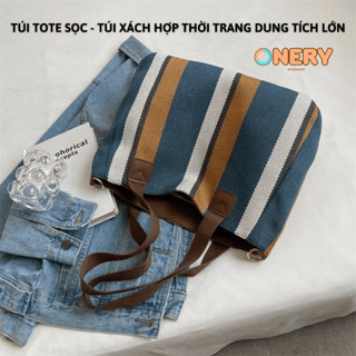 Túi Tote vải Túi xách Canvas cỡ lớn phong cách Vintage tui đeo chéo nữ Thời Trang đi học mới Hàn Quốc