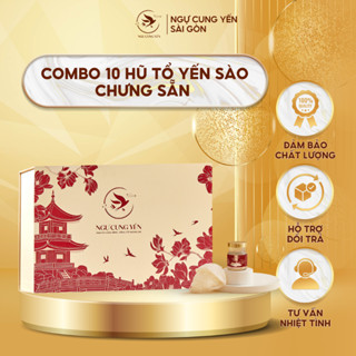 Set Yến Sào Chưng Sẵn 10 Hũ, Quà Tặng 20/10 Sức Khỏe, Sang Trọng, Cao Cấp, Hũ 70ml - Ngự Cung Yến