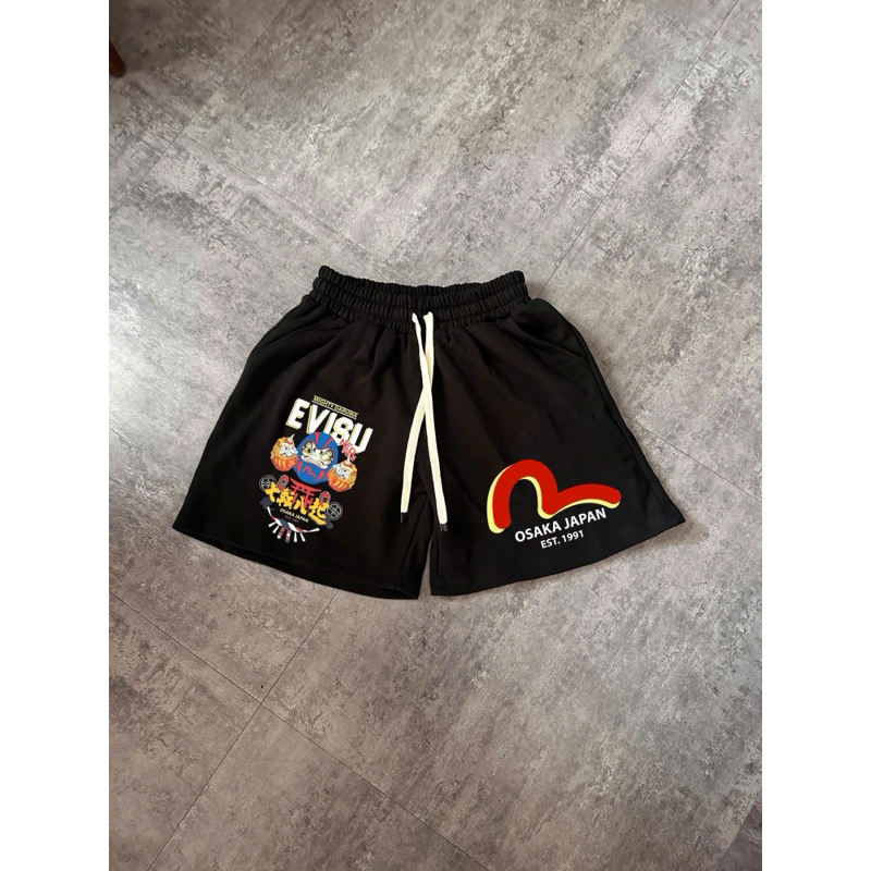 (Hàng Mới) Quần Short Evisu Kì Lân Vải Cotton Chân Cua Dày Hàng Cao Cấp - Suna Authentic