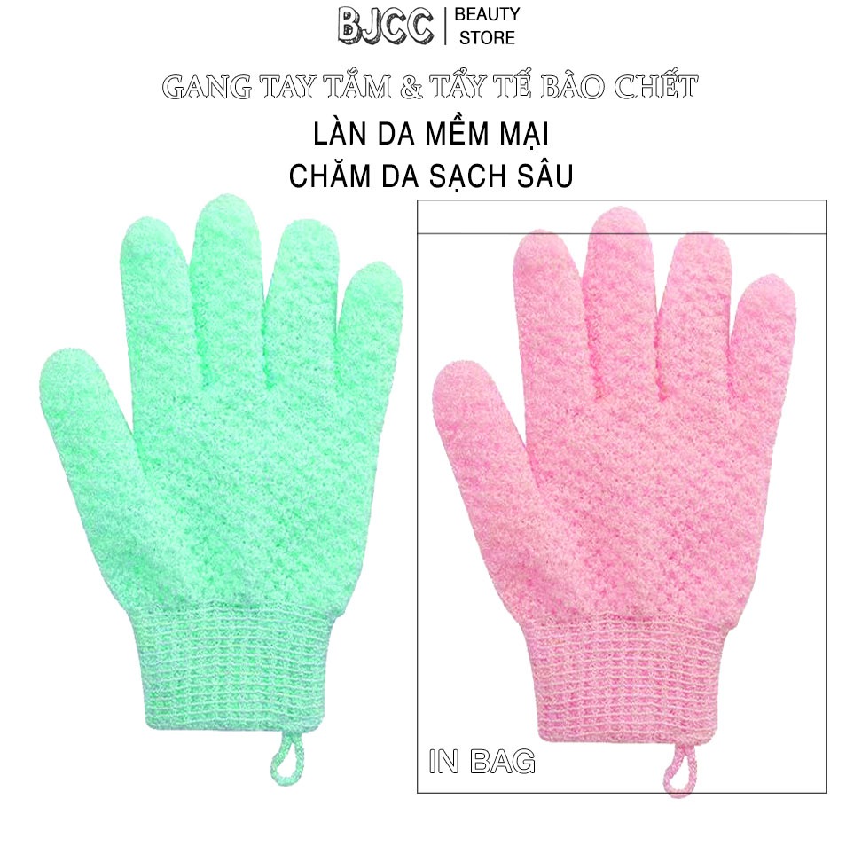 Găng tay tắm tẩy da chết BJCC với 3 lớp dày dăn, tiện dụng - Hàng dày loại 1