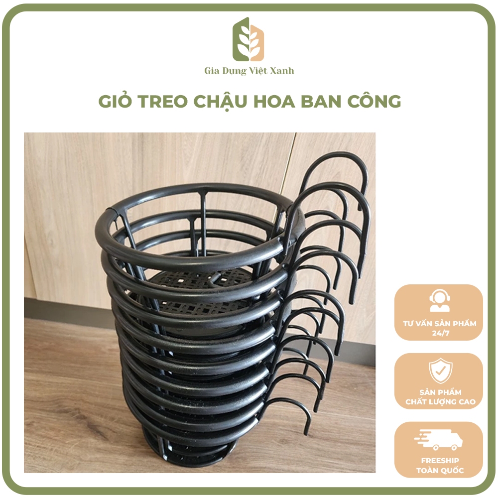 Giỏ Treo Chậu Hoa Ban Công Nhựa PP Cao Cấp chống rỉ, bung mối hàn