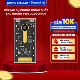 Pin Sạc Dự Phòng trong suốt sạc nhanh Y699 20.000MAH đèn Led sạc nhiều thiết bị dung lượng lớn new - TKN