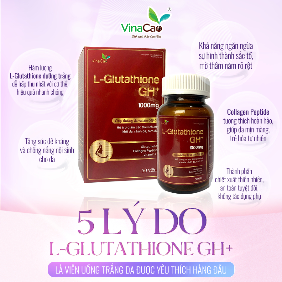 Combo làm đẹp 150 viên gồm L-glutathione GH+ + L-cystine Phils Lin + Vitamin C DHC làm trắng da, chố