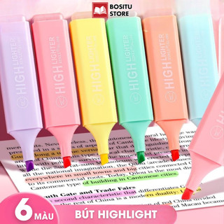  Bút Highlight Bút Đánh Dấu Dạ Quang Pastel Đủ 6 Màu - Bút Nhớ Học Sinh Văn Phòng Phẩm _ Bositu 
