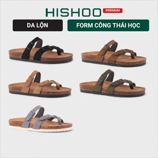 Dép đế trấu birken nam nữ unisex quai ngang xỏ ngón da lộn premium đi học công sở bigsize chính hãng Hishoo H098