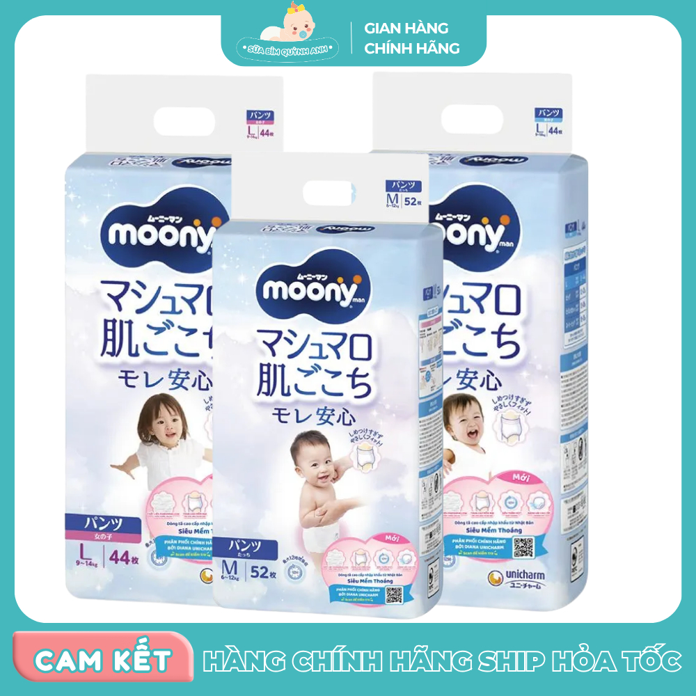 Tã Dán, Bỉm Quần Moony Xanh Tiêu Chuẩn Chính Hãng – Êm Mềm, Thoáng Khí, Đủ Size Cho Bé - SBQA