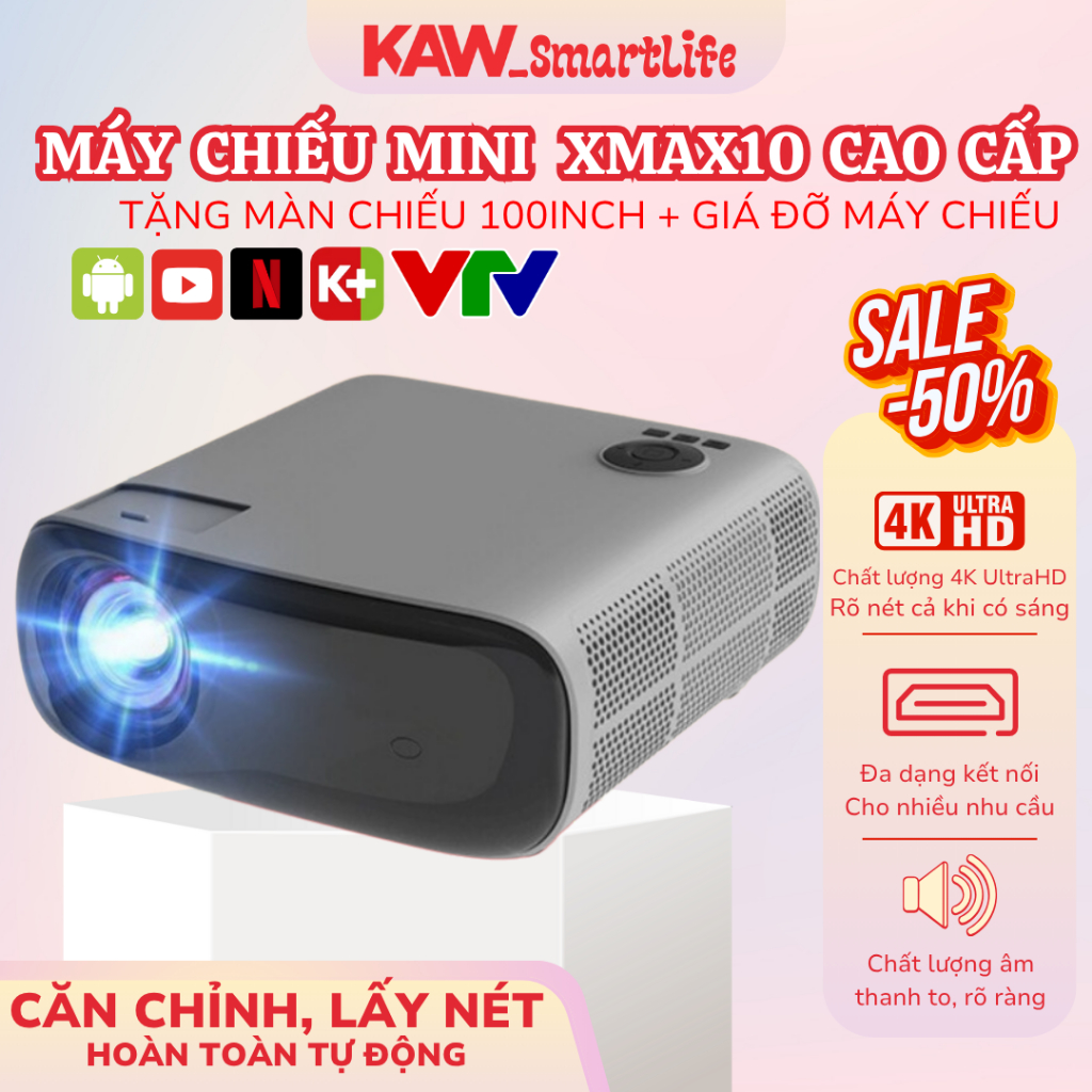 Máy Chiếu Mini XMAX10 SWI Hình Ảnh Sắc Nét Hỗ Trợ Video 4K Phục Vụ Xem Phim Giải Trí Dạy Học Đa Năng
