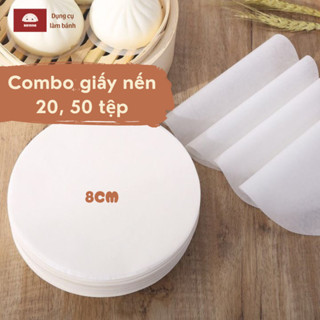 combo 20 tập và 50 tập giấy nến 8cm  chống dính hai mặt 500 tờ  lót đế bánh bao, pizza, dimsum