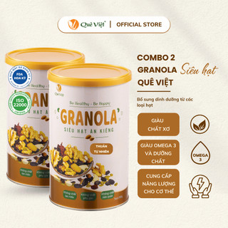  Combo 2 hộp Granola ngũ cốc siêu hạt Quê Việt nguyên liệu hữu cơ  500g hộp  