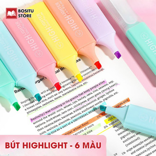 Bút Nhớ Highlight 6 Màu Pastel - Set 6 Bút Dạ Quang Đánh Dấu TakeNote Tài Liệu, Hỗ Trợ Học Tập, Công Việc _ Bositu Store