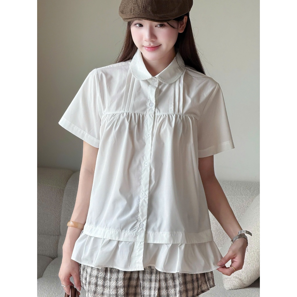 Áo sơ mi babydoll chất vải thô nến Miho House | BigBuy360 - bigbuy360.vn
