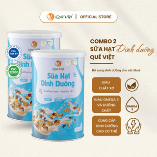 Combo 2 hộp sữa hạt dinh dưỡng Quê Việt + quà tặng tùy chọn - Lon 500G