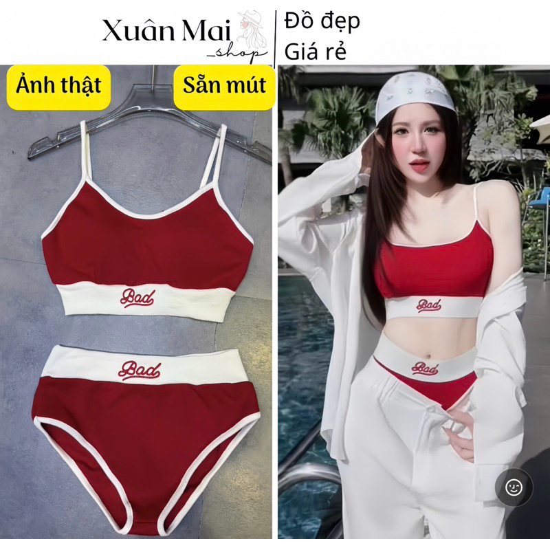 CÓ BIGSIZE Bikini Bad bikini 2 mảnh nữ có mút ngực sexy màu đỏ đồ bơi thể thao đồ hè đi biển nữ | BigBuy360 - bigbuy360.vn