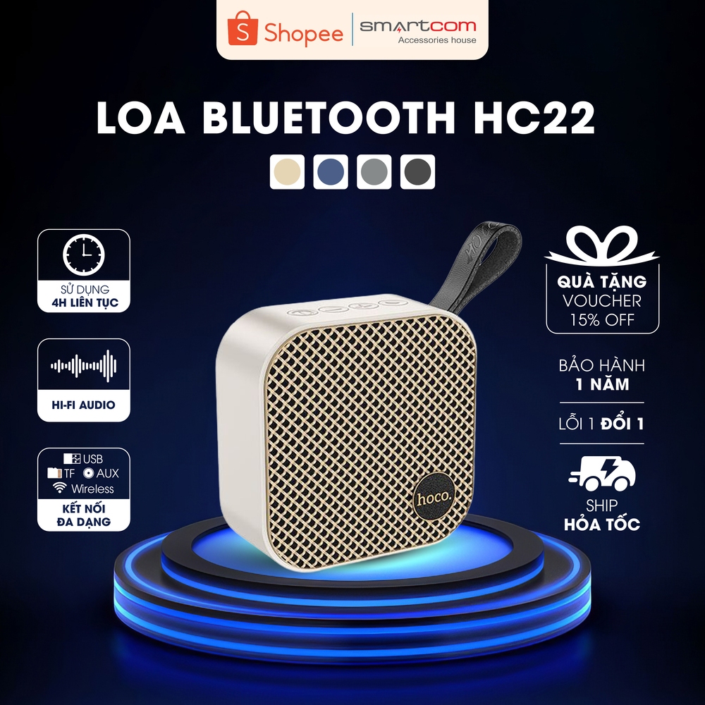 Loa Bluetooh HOCO HC22 không dây chính hãng pin trâu, bass mạnh phiên bản mini nhỏ gọn | BigBuy360 - bigbuy360.vn