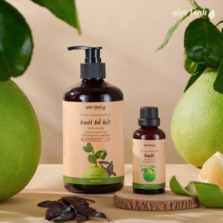 Bộ dầu gội bồ kết bưởi - Tinh dầu bưởi Giọt Lành - Giảm rụng, hỗ trợ kích mọc cho tóc hói