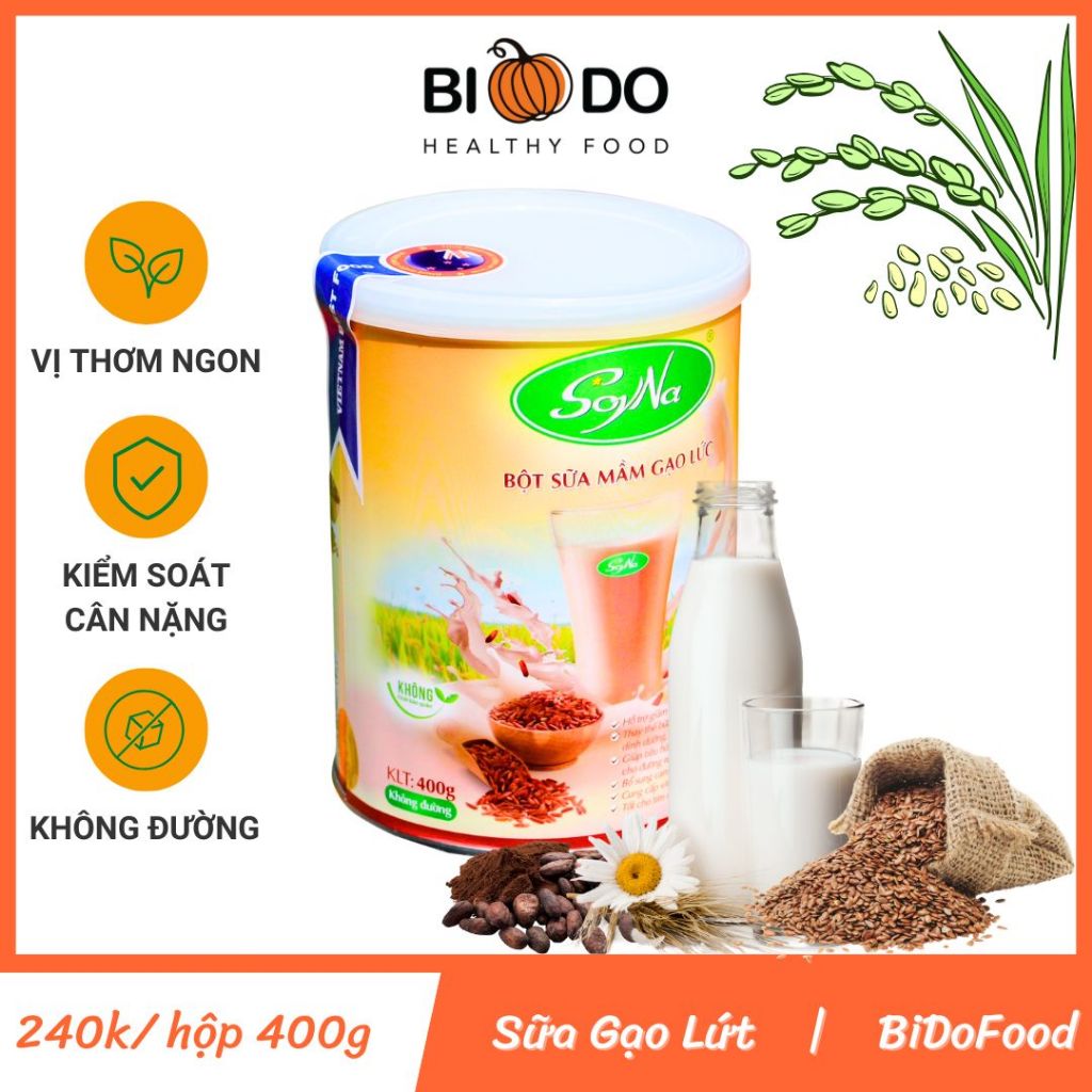  Bột Gạo Lứt Giảm Cân Soyna 400g - Bí Đỏ Food - Sữa Gạo Lức Lợi Sữa Thơm Ngon Dễ Uống 