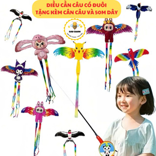 [Mẫu 2025 CÓ ĐUÔI] Diều Cần Câu 3D Mini Cho Bé Trải Nghiệm Thả Diều Dịp Hè - Diều Vẫy Cánh Loại To 50Cm Có Đuôi