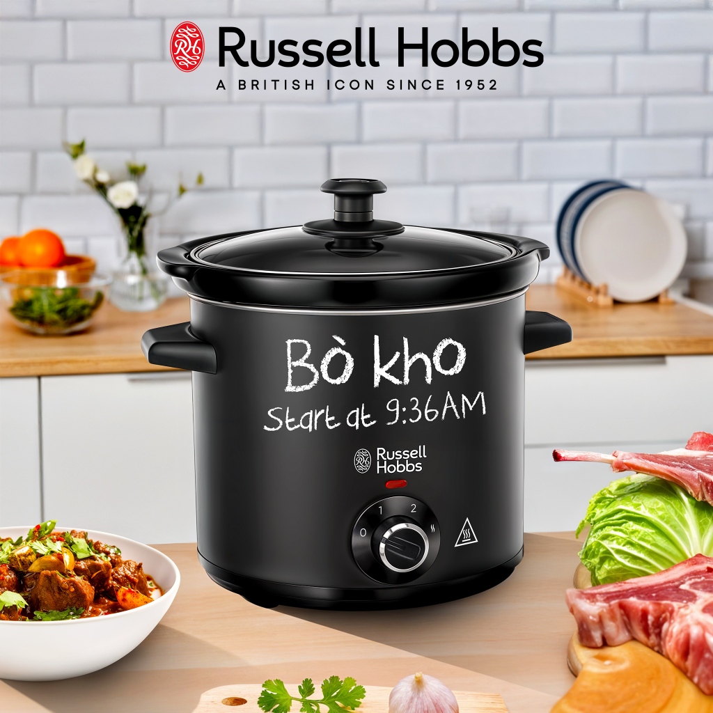 Nồi nấu chậm Russell Hobbs 3,5 lít 24180-56 Chalkboard, 2 mức nhiệt, kèm phấn ghi chú tiện lợi, Bảo hành 24 tháng