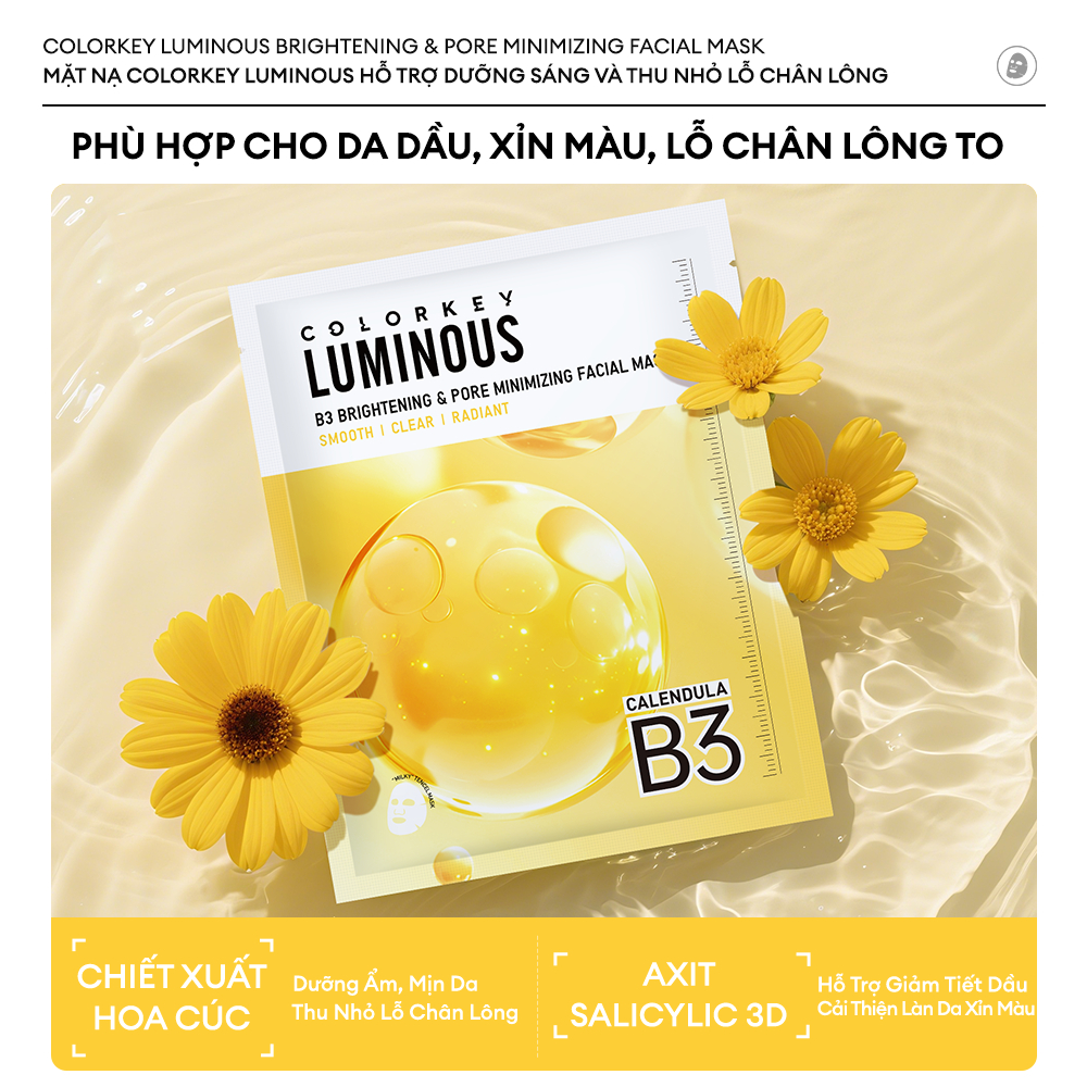 Mặt Nạ Se Khít Lỗ Chân Lông Và Sáng Da B3 COLORKEY LUMINOUS B3 Brightening & Pore Minimizing Facial 