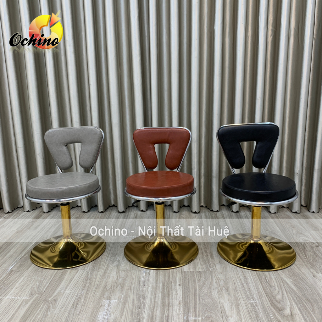 Ghế Văn Phòng Chân Mạ Vàng Xoay 360 độ Điều Chỉnh Chiều Cao 39-53cm Mẫu Tam giác (Ảnh Thật Shop Chụp