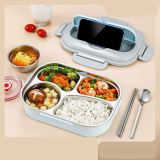  Hộp Cơm Văn Phòng 4 Ngăn Khay Inox 304 An Toàn Tiện Dụng Chống Đổ Rò Gỉ - HOPDC01 