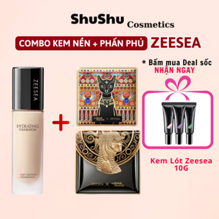 [TẶNG KEM LÓT] Combo Kem Nền Zeesea 30G, Phấn Phủ Zeesea TẶNG Kèm Kem Lót Zeesea Tím Xanh Nude 10G SHUSHU COSMETICS