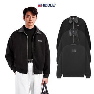  Áo khoác nam phối da chính hãng HIDDLE dạ và kaki cao cấp 2 lớp cổ bẻ có túi trong | H11-AK3 