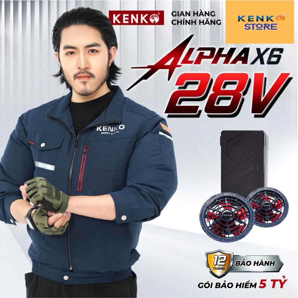 [KENKO STORE] KENKO 28V ALPHA X6. Pin IPX4 chống nước, Quạt cánh dẻo chống dị vật, không hạ áp, Bảo 