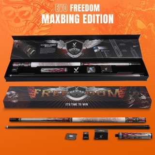[TẶNG BAO CƠ 2X3] Combo MAXBING EDITION Gậy Bida Lỗ EVO FREEDOM - CRIMSON FLAME - Tay Cầm Trắng - Ngọn Carbon Cao Cấp