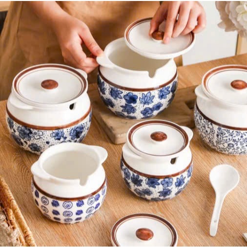 Âu Đựng Mỡ Bằng Sứ, Liễn Đựng Mỡ, Hũ Đựng Mỡ, Âu Mỡ Gốm Sứ Phong Cách Vintage