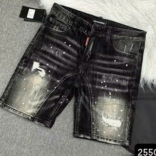 quần short jean nam ngắn đen xám rách kiểu vảy sơn đẹp cá tính, chất jean dày co giãn chuẩn form thời trang