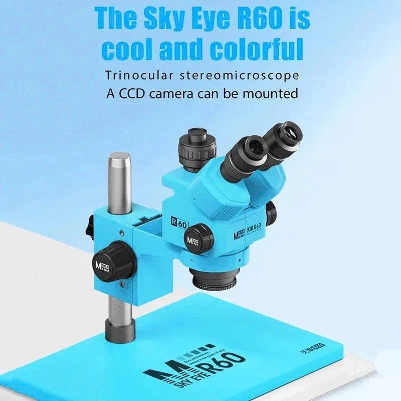 R60 - Kính hiển vi 3 mắt MaAnt R60 7-60X chân đế lớn để sửa chữa hàn PCB