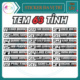 ( GIÁ 2 TEM ) Tem Tỉnh Thành Việt Nam, Tem Dán Xe Performance 63 Tỉnh Thành  - Tem in Uv mực nổi