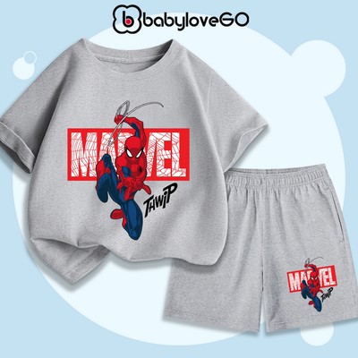 Bộ đồ Marvel siêu anh hùng mùa hè cho bé trai BabyloveGO, set quần áo chất thun mát cho bé 1-10 tuổi